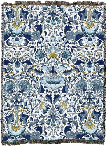 Miniatura 4 de Pure Country Weavers William Morris Lodden Cornflower Blanket - Artes y Oficios - Tapiz Decorativo de Regalo Tejido de Algodón - Fabricado
