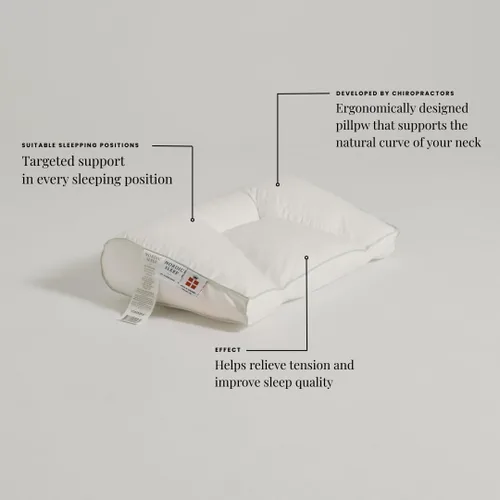 Miniatura 2 de FOSSFLAKES Nordic Sleep - Almohada quiropráctica mediana con funda, almohada cervical ergonómica firme para apoyo y alineación, cojín rectangular