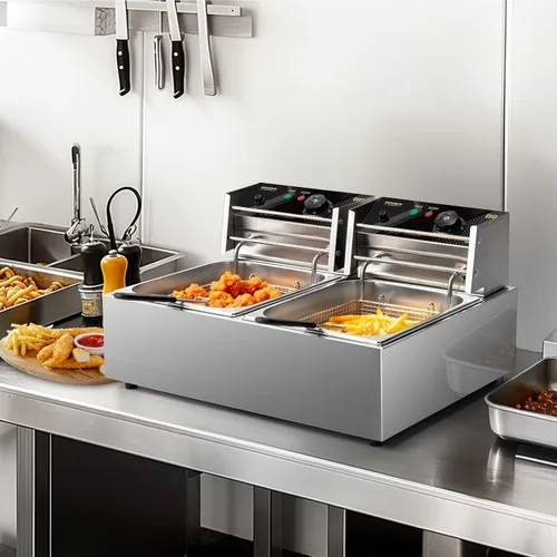 Miniatura 7 de ROVSUN Freidora eléctrica profunda de 22.8QT/21.6L, freidora profunda comercial con tapas y cestas para encimera, freidora de grasa de cocina
