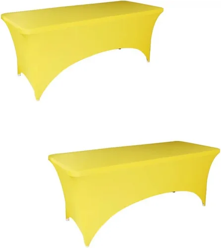 Miniatura 8 de 2 manteles de 6 pies, mantel de elastano color morado claro, mantel rectangular elástico ajustable de 6 pies, protector de mesa lavable de 6 pies