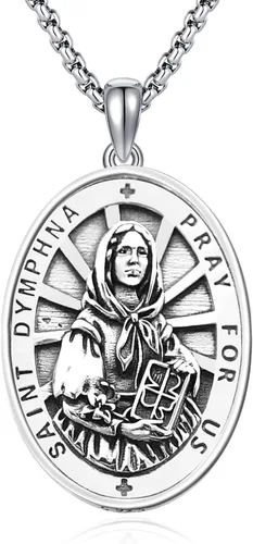 Miniatura 124 de Collar de plata de ley 925 con medalla de San Patrón, colgante de protección católica, amuleto, joyería religiosa para hombres y mujeres
