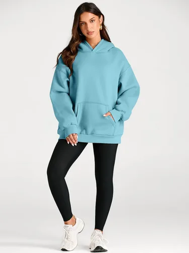 Miniatura 166 de Trendy Queen - Sudaderas extragrandes con capucha para mujer, suéteres de manga larga, sin botones, de vellón, de otoño, ropa de invierno