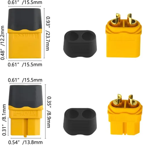 Miniatura 5 de 20 unidades (10 pares) XT60H bala hembra macho conectores con funda de protección de cable para batería DIY RC coche impresora 3D