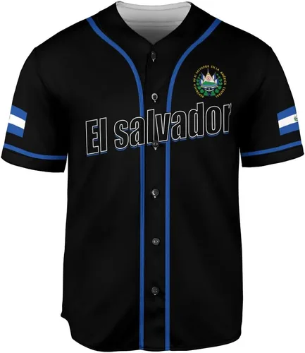 Miniatura 2 de MonkeyVan Camiseta de béisbol de El Salvador personalizada con nombre personalizado con bandera salvadoreña salvadoreña, orgullo salvadoreño