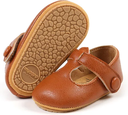 WILLFUN Zapatos planos Mary Jane para bebés y niñas con lazo, vestido de princesa, zapatos de cuna, suela de goma suave antideslizante para los