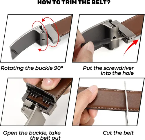 Miniatura 5 de Cinturones de vestir de cuero para hombre con hebilla reversible Cinturón de jeans casual