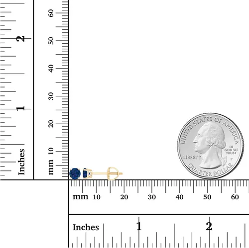 Miniatura 4 de Aretes de tuerca de oro macizo de 14 quilates, 0.157 in, hipoalergénicos, con piedra natal genuina