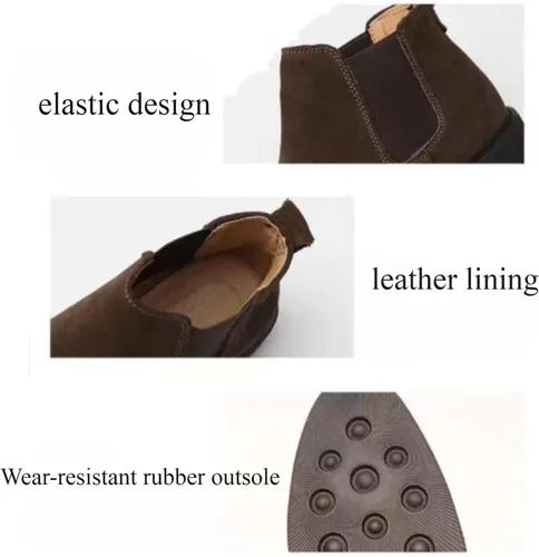 Miniatura 4 de Botas Chelsea de cuero para hombre, acogedoras botas formales de gamuza chukka de estilo formal, cómodas y formales.