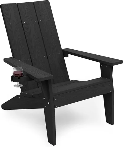 Miniatura 21 de MXIMU Silla Adirondack moderna resistente a la intemperie con portavasos, sillas de gran tamaño para hogueras Adorondic de plástico al aire libre