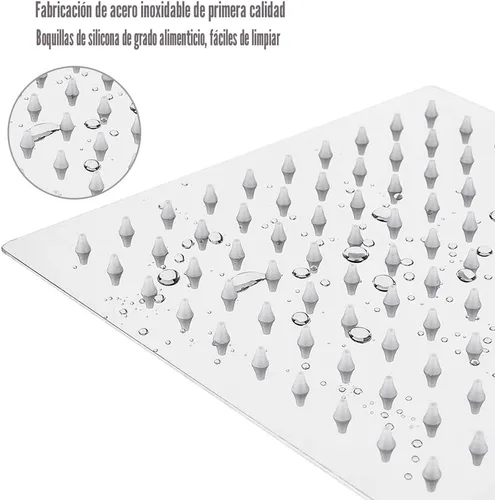 Miniatura 2 de Nearmoon - Cabezal de regadera de lluvia de alta presión, diseño cuadrado, acero inoxidable, que potencia la presión máxima, experiencia de baño