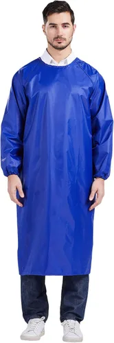 Miniatura 10 de Nanxson Delantal impermeable manga larga Smock Overoles delantal de trabajo para lavar platos, trabajo de laboratorio, aseo de perros, limpieza Azul