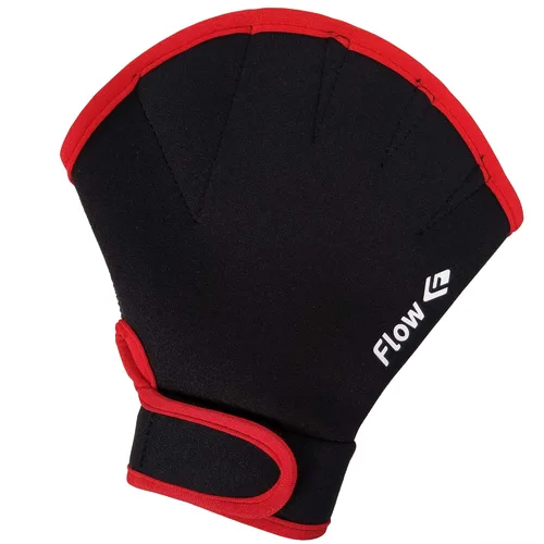 Guantes de Resistencia para Natación Flow - Guantes con Membranas para Aeróbicos Acuáticos, Fitness Acuático y Entrenamiento de Natación Negro/Rojo