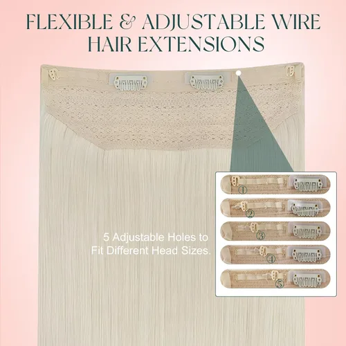 Miniatura 32 de Easyouth Extensión de cabello humano rubio con cola de caballo, extensiones de cabello humano rubio dorado con reflejos rubios, extensiones