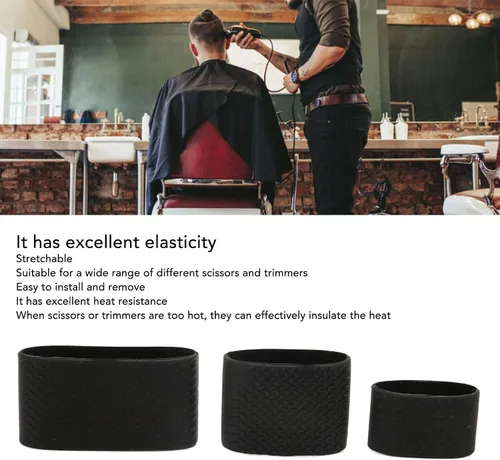 Miniatura 2 de Bandas de corte de peluquero, 3 unidades, bandas de silicona antideslizantes para herramienta de peluquero, funda protectora para peluquero, manga