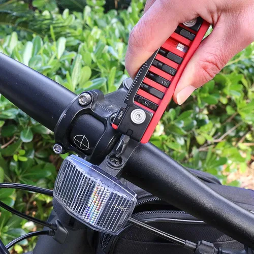 Miniatura 7 de HAUTMEC - Multiherramienta para bicicleta 7 en 1 con llaves hexagonales, destornilladores, regla, palancas de articulación, llavero para kit