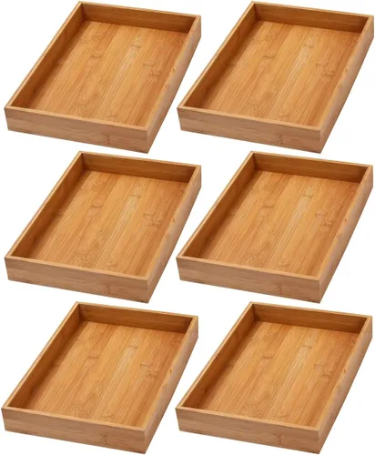 Miniatura 16 de YBM HOME Caja organizadora de cajones de bambú para cajón de cocina, oficina, dormitorio, habitación de los niños, manualidades, costura y baño