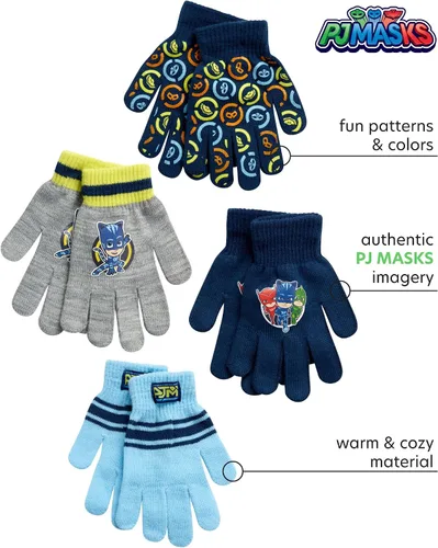 Miniatura 2 de PJ Masks Guantes de invierno para niños, paquete de 4 guantes y manoplas de PJ Masks (niño pequeño)