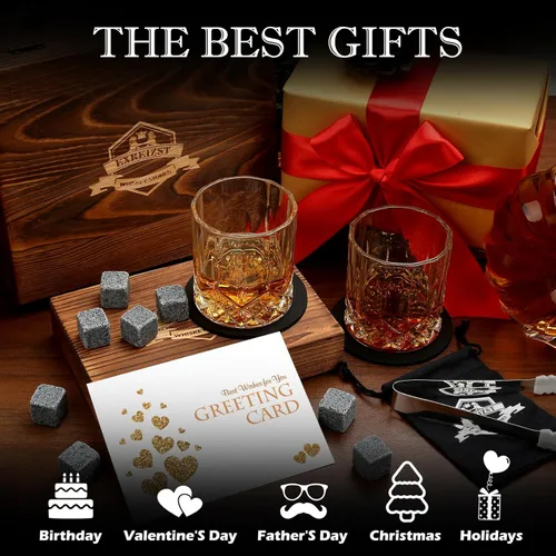 Miniatura 3 de Juego de 2 vasos de whisky, piedras de whisky, rocas de whisky escalofriantes, regalos de whisky escocés para hombres, regalos de cumpleaños