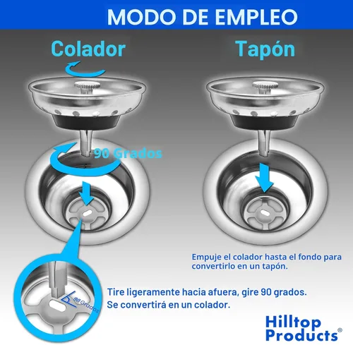 Miniatura 4 de Paquete de 2 cestas combinadas de rejilla y tapón para fregadero de cocina, repuesto para desagüe estándar de 3-1/2 pulgadas, cesta de acero