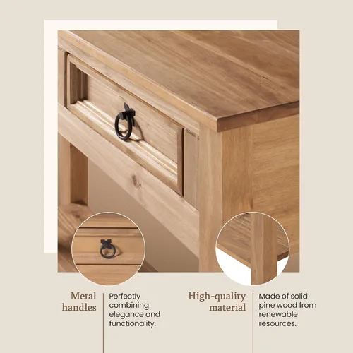 Miniatura 4 de Furniture Dash Mesa consola de madera maciza Corona con 2 cajones de 34.49 pulgadas de ancho, 12.64 pulgadas de profundidad, 28.82 pulgadas de alto