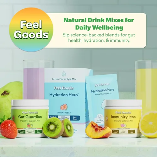 Miniatura 7 de Feel Goods Hydration Hero - Paquetes de electrolitos en polvo sin azúcar para hidratación diaria, mezcla de bebidas con electrolitos con magnesio