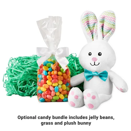 Miniatura 2 de Let's Make Memories - Canasta de Pascua personalizada con amigos peludos, canasta para niños, diseño de conejito de Pascua azul, solo incluye