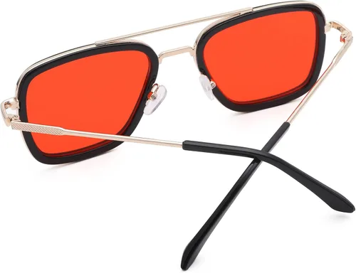 Miniatura 2 de LA SUNGGO Tony Stark - Gafas de sol cuadradas vintage con marco de metal para niños y niñas lentes de sol Iron Man y Spider-Man