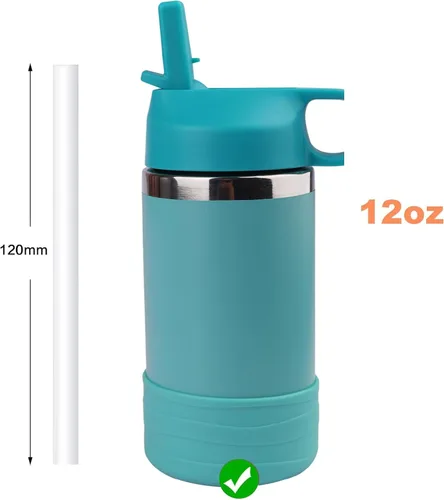 Miniatura 2 de Pajitas de repuesto reutilizables compatibles con Hydro Flask de boca ancha de 12 onzas para niños, paquete de 6 popotes sin BPA y cepillo