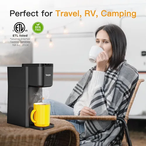 Miniatura 5 de Tastyle Mini Cafetera de Café Caliente y Helado de Una Sola Porción, para Cápsulas K y Molido, Tamaños de Preparación de 6 a 14 Oz, con Libro