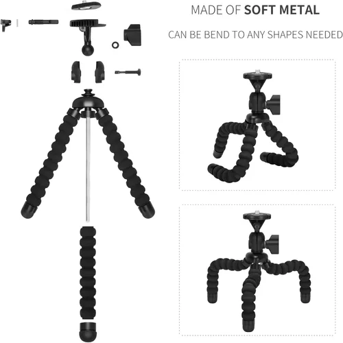 Miniatura 6 de ZTON trípode flexible para teléfono celular pequeño, montaje para teléfono celular ajustable, soporte Octopus universal para iPhone, Samsung, cámara