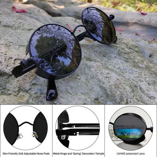 Miniatura 4 de ROCKNIGHT Gafas de sol Gothic Steampunk redondas polarizadas UV400 con protección unisex