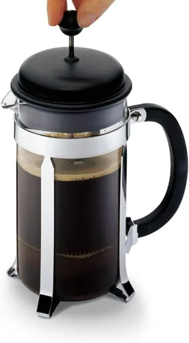 Miniatura 4 de Bodum Caffettiera Cafetera de prensa francesa, tapa de plástico negro y marco de acero inoxidable, 8 tazas, 34 onzas