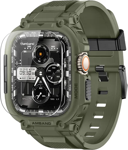 amBand Bands - Funda protectora de pantalla compatible con Apple Watch Ultra 3/2/1 de 1.732 pulgadas, correa resistente M1 Sport Series y película