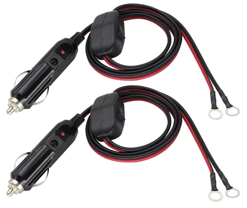 Miniatura 13 de Paquete de 2 adaptadores de enchufe macho de encendedor de cigarrillos de 12 voltios con cable de cables de luz LED y cable de 16 AWG para enchufe
