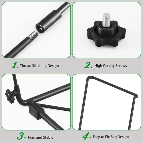 Miniatura 6 de FEED GARDEN Soporte para Bolsas de Basura, Soporte Metálico para Bolsas de Hojas para Exteriores, Soporte con Marco para Bolsas de Basura