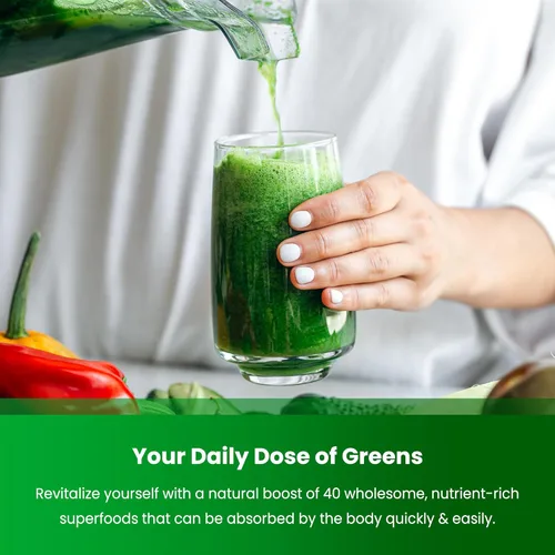 Miniatura 3 de NutraChamps Super Greens Powder Premium Superfood Más de 20 alimentos integrales vegetales verdes orgánicos Hierba de trigo, espirulina