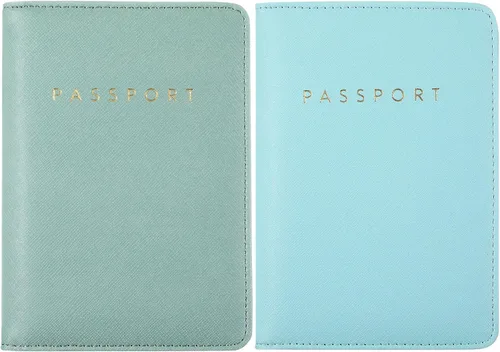 Miniatura 24 de 2 piezas de funda de pasaporte para viaje, impermeable, de cuero, cartera, libro de viaje, artículos esenciales para crucero para mujeres y hombres