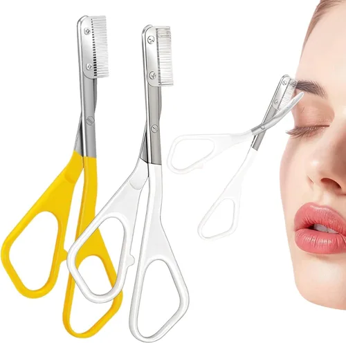 Miniatura 8 de Tijeras para recortar cejas, kit de aseo de cejas de precisión actualizado 2025, maquinilla de afeitar portátil para uso doméstico, herramienta