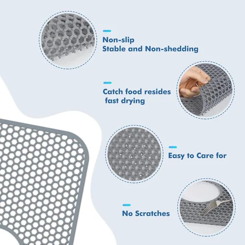 Miniatura 7 de Bestjing Paquete de 2 Alfombrillas Protectoras de Silicona para Fregadero de Cocina con Drenaje Trasero - 13.58''x 11.6'' Accesorio para Fregadero