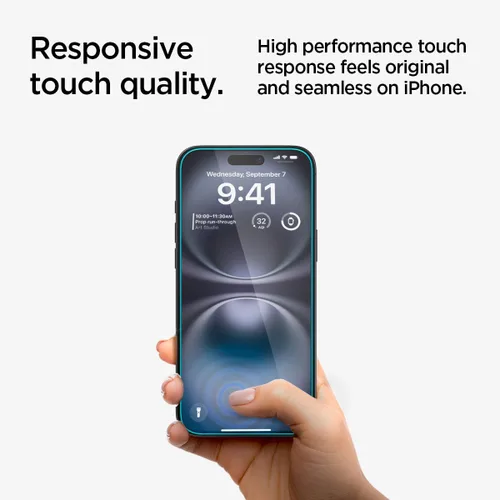 Miniatura 6 de Spigen Protector de pantalla de vidrio templado [GlasTR EZ FIT - Privacidad] Diseñado para iPhone 16 Plus/iPhone 15 Plus [2 unidades]