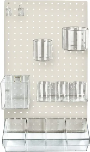 Miniatura 7 de Azar Displays 900942-GRE Kit organizador de pared multiusos de 12 piezas con un panel y surtido de accesorios: ganchos divisores, cilindros y tazas