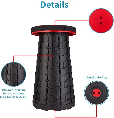 Miniatura 3 de Boreeman Taburete plegable mejorado con cojín, ligero pero más resistente, con capacidad de carga, 400 libras, taburete plegable portátil retráctil