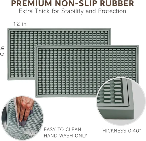 Miniatura 4 de Paquete de 2 tapetes de goma para barra, antideslizantes, para barman, barra de café y encimera de cocina, protector grueso y duradero para Gris