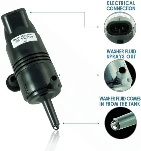 Miniatura 3 de 385-232316B Bomba de limpiaparabrisas (trasera) con ojal - Compatible con Chevrolet (Chevy), Buick, GMC, Cadillac, Pontiac - Reemplaza OEM #