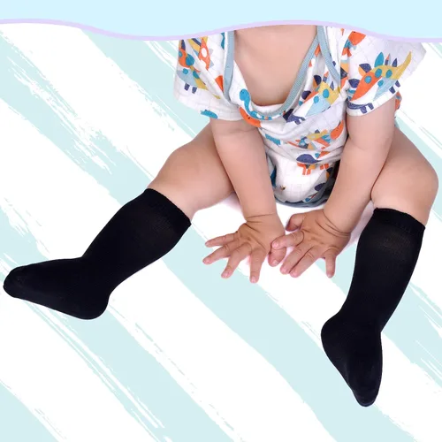 Miniatura 3 de Mini angel Calcetines hasta la rodilla para bebé, calcetines altos hasta el muslo, medias de algodón sin costuras para recién nacidos, niños