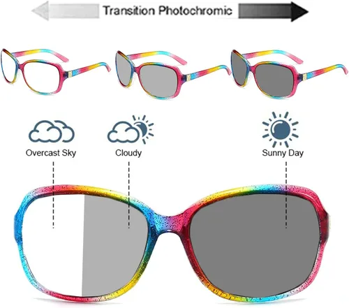 Miniatura 4 de Gafas de lectura multifocales progresivas, lentes de sol de transición, lector fotocromático para mujer, gafas redondas vintage para computadora