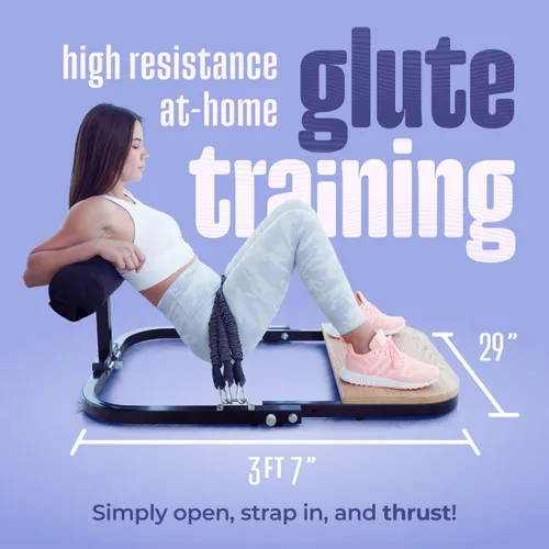 Miniatura 2 de BootySprout Máquina de empuje de cadera para entrenamiento de glúteos de alta resistencia, entrenamiento de gimnasio en casa, viene con 45, 90 y 135