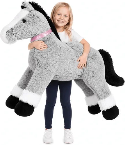 Miniatura 8 de MaoGoLan Peluche de caballo grande para niño, juguete de peluche de caballo grande para niña y niño, poni hinchable para niños, almohada de peluche
