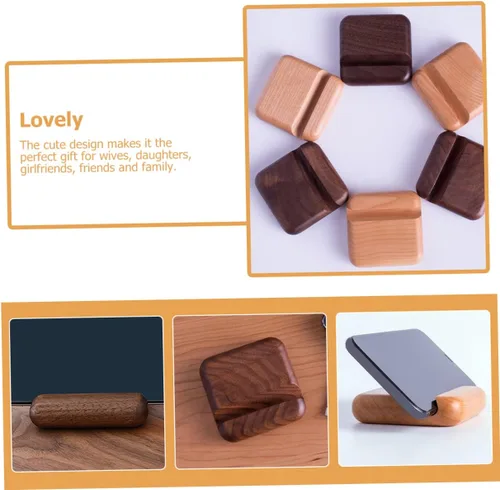Miniatura 5 de Hemobllo 2 sets de madera del teléfono celular soporte del teléfono titular del escritorio para filmar llamadas 2 unids*2