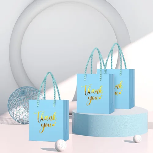 Miniatura 6 de Honoson 30 mini bolsas de regalo con asa de 4 x 2.75 x 4.5 pulgadas, pequeña bolsa de agradecimiento para boda, baby shower, cumpleaños, graduación